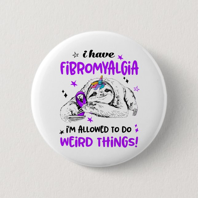 Fibromyalgia Awareness Month Ribbon Gifts Button (Front)