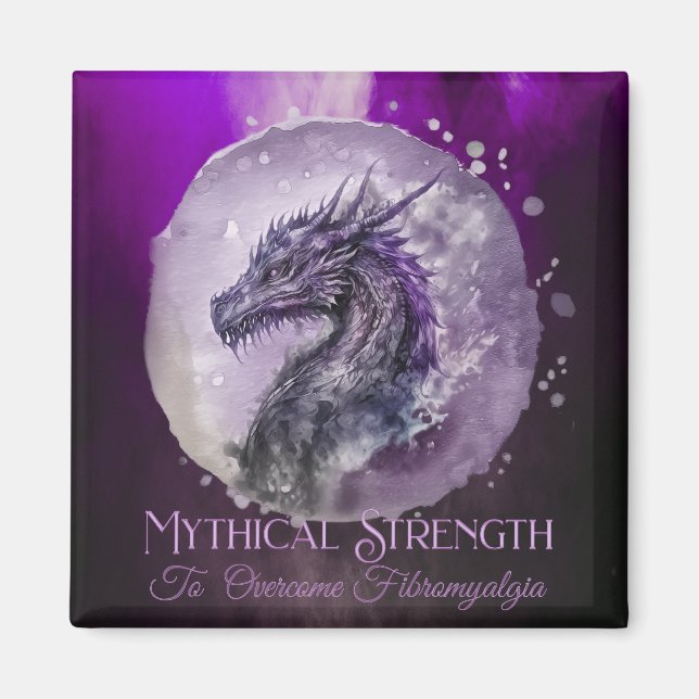 Fibromyalgia Awareness Mythical Strength Dragon Magnet (Front)