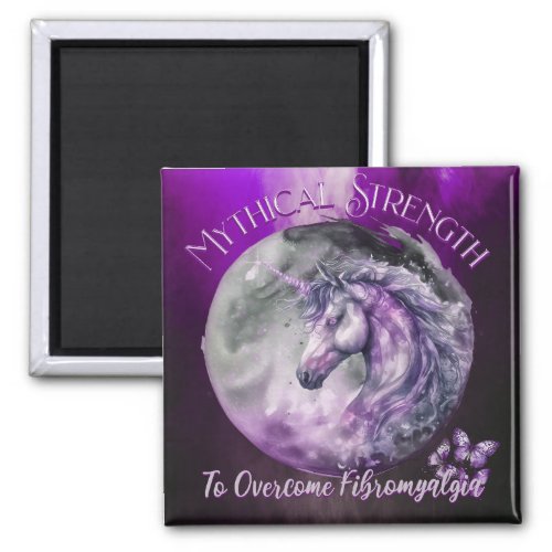 Fibromyalgia Awareness Mythical Strength Unicorn Magnet