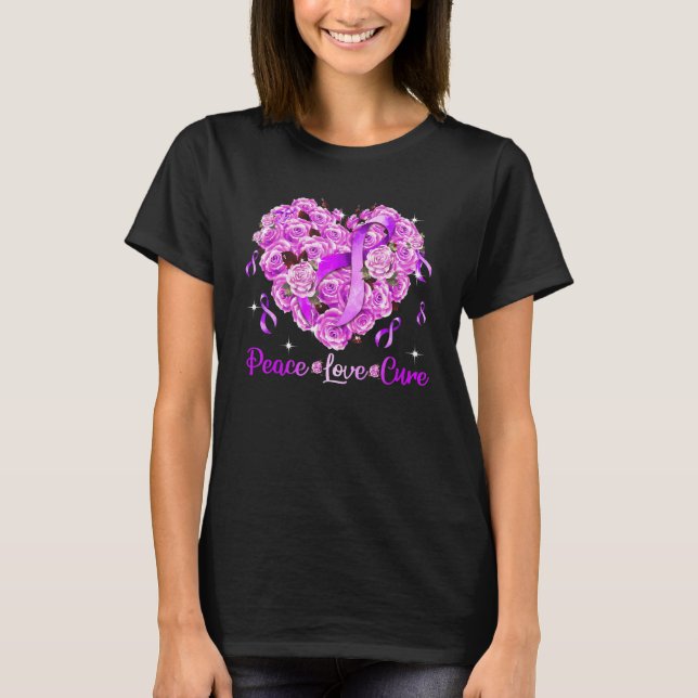 Fibromyalgia Awareness Peace Love Cure Women T-Shirt (Front)