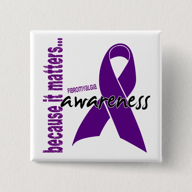 Fibromyalgia Awareness Pinback Button (Front)