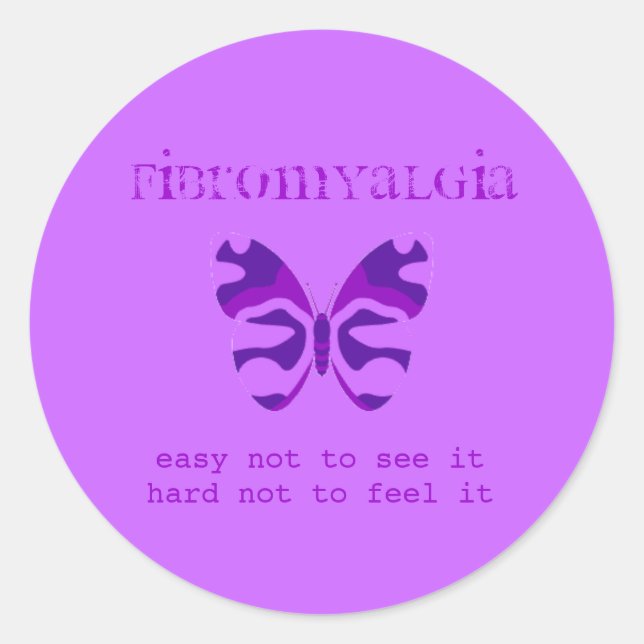 Fibromyalgia Awareness Purple Butterfly Stickers (Front)