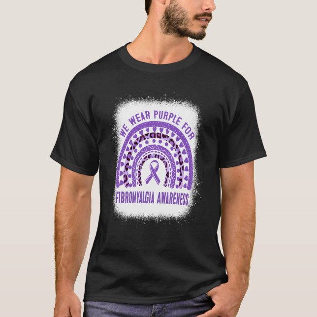 Fibromyalgia Awareness Purple Ribbon Rainbow T-Shirt (Front)
