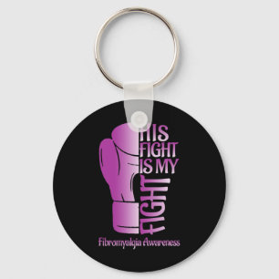 Fibromyalgia Awareness Ribbon Boxing Gloves Fibro  Keychain
