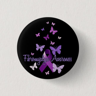 Fibromyalgia Awareness (ribbon & butterflies) Button