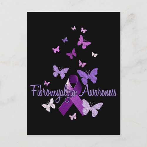 Fibromyalgia Awareness ribbon  butterflies Postcard