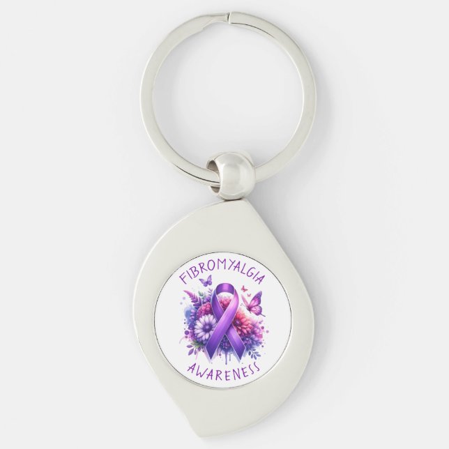 Fibromyalgia Awareness Ribbon Keychain (Front)