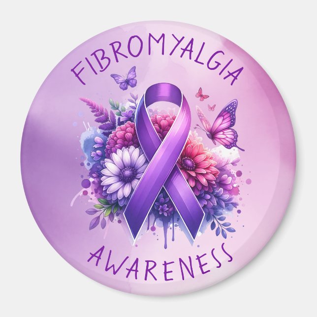 Fibromyalgia Awareness Ribbon Magnet (Front)