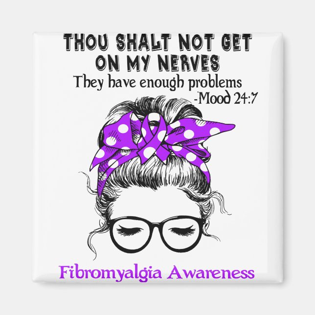 Fibromyalgia Awareness Ribbon Support Gifts Magnet (Front)