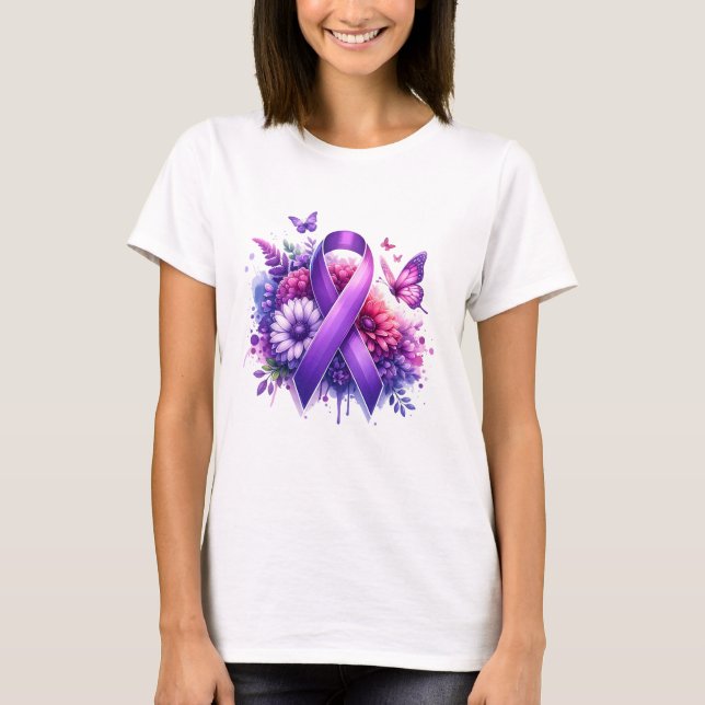 Fibromyalgia Awareness Ribbon T-Shirt (Front)