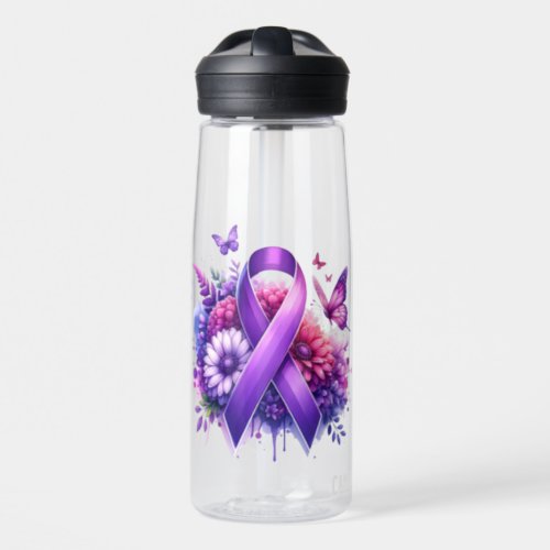 Fibromyalgia Awareness Ribbon Water Bottle