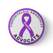 Fibromyalgia Awareness Ribbon White Button