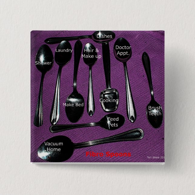 Fibromyalgia Awareness Spoons Button (Front)