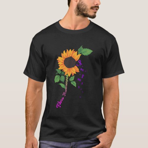 Fibromyalgia Awareness Sunflower Fibro Pain Purple T_Shirt