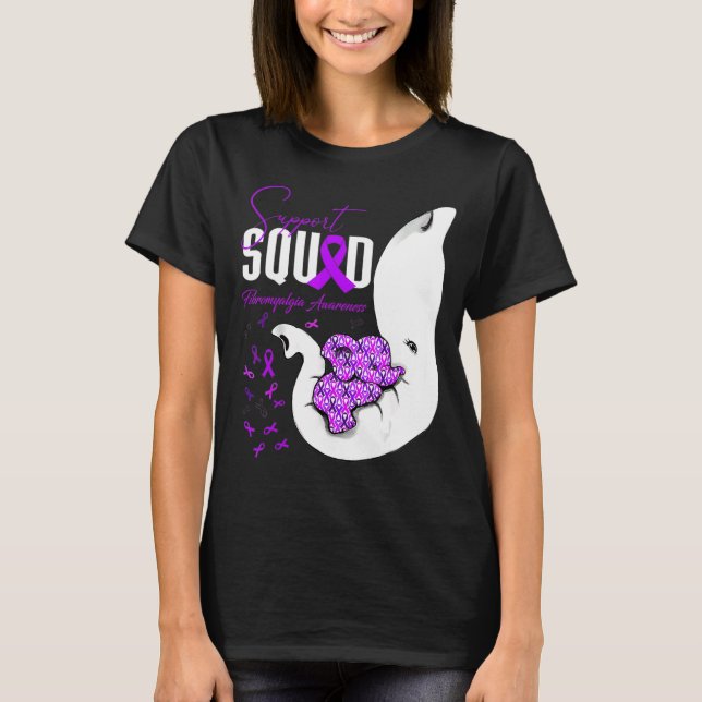Fibromyalgia Awareness Support Squad Elephant T-Shirt (Front)