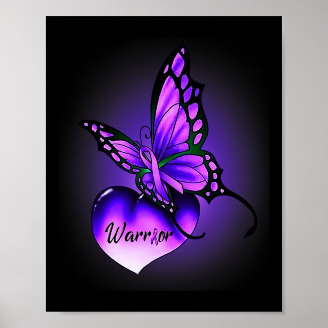 Fibromyalgia Awareness Warrior Purple Ribbon Butte Poster (Front)