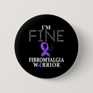 Fibromyalgia Awareness Warrior Support Purple Ribb Button