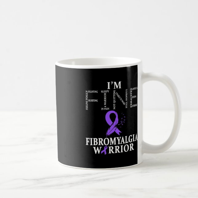 Fibromyalgia Awareness Warrior Support Purple Ribb Coffee Mug (Right)