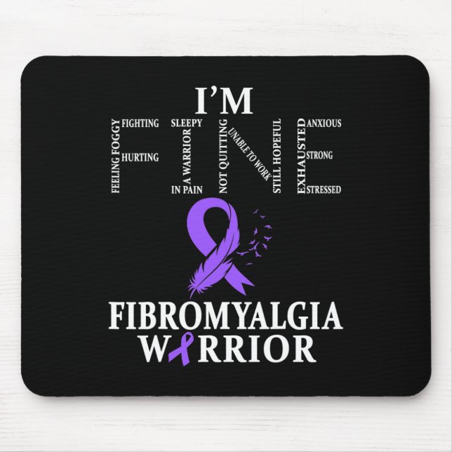 Fibromyalgia Awareness Warrior Support Purple Ribb Mouse Pad (Front)