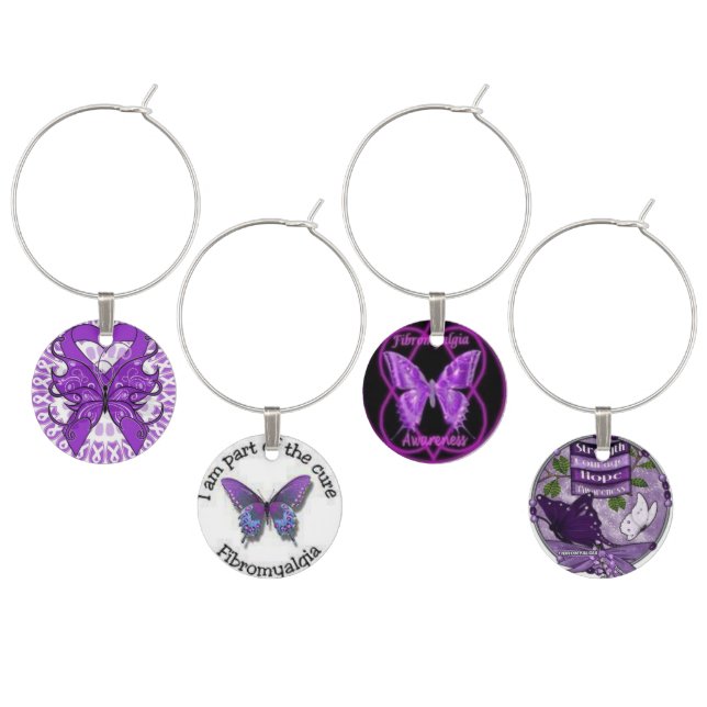 Fibromyalgia Awareness Wine Charms (Staggered)