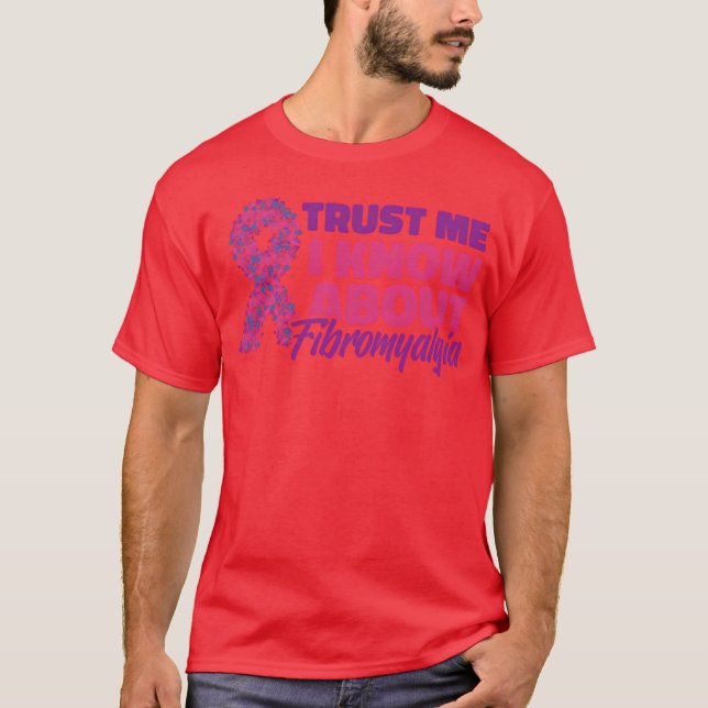Fibromyalgia Awarenessrust Purple Fibromyalgia fam T-Shirt (Front)