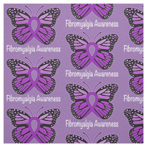 Fibromyalgia Butterfly Awareness Ribbon Fabric