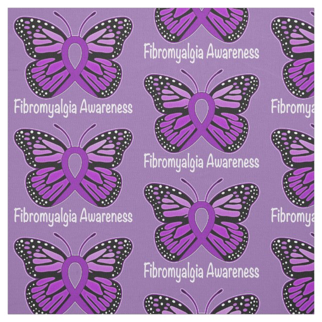 Fibromyalgia Butterfly Awareness Ribbon Fabric (Swatch)