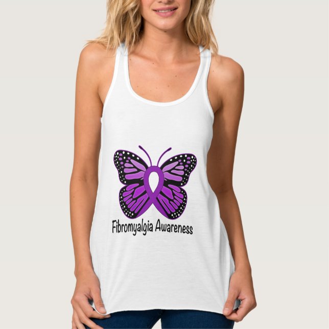 Fibromyalgia Butterfly Awareness Ribbon Tank Top (Front)