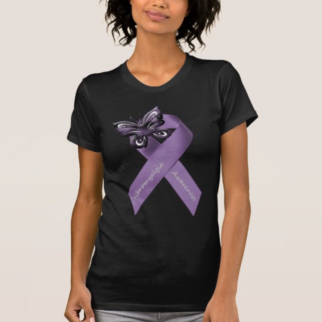 Fibromyalgia Butterfly Ribbon Clothing T-Shirt (Front)
