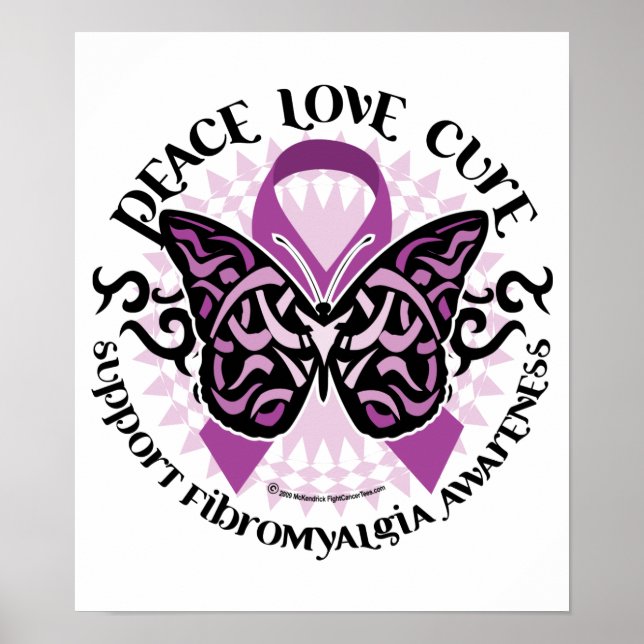 Fibromyalgia Butterfly Tribal Poster (Front)