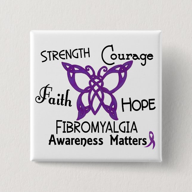 Fibromyalgia Celtic Butterfly 3 Button (Front)