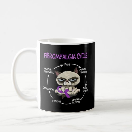 Fibromyalgia Cycle Cat Purple Ribbon Fibromyalgia  Coffee Mug