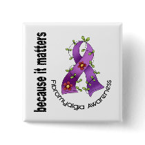 Fibromyalgia Flower Ribbon 3 Button