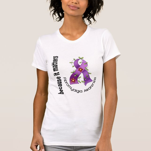 Fibromyalgia Flower Ribbon 3 T-Shirt (Front)