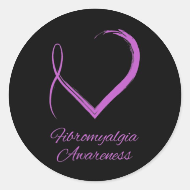Fibromyalgia Heart Fibromyalgia Awareness  Classic Round Sticker (Front)