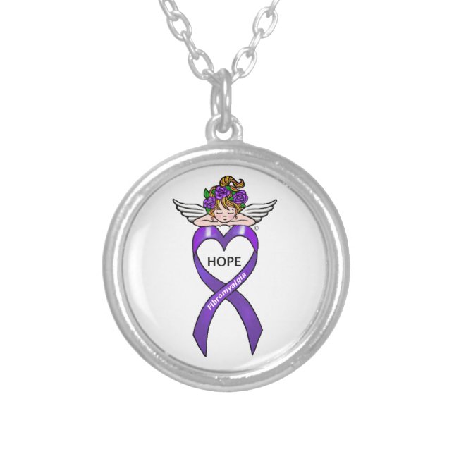 Fibromyalgia Hope Silver Plated Necklace (Front)
