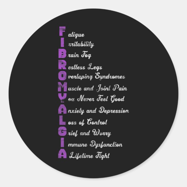Fibromyalgia Meaning Chronic Pain Fibro Fibromyosi Classic Round Sticker (Front)