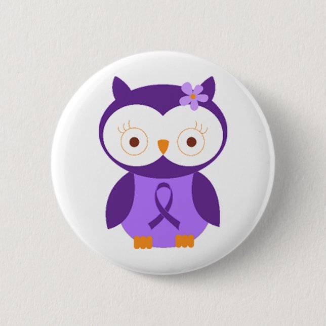 Fibromyalgia Owl Button (Front)