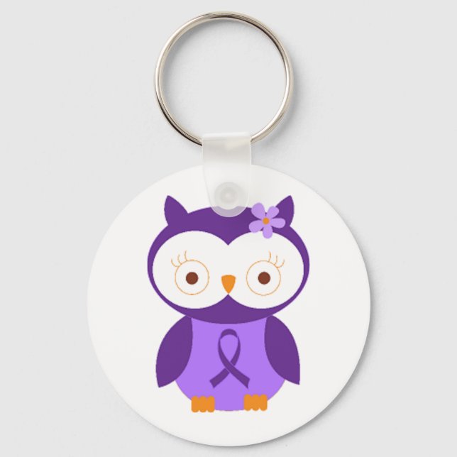 Fibromyalgia Owl Keychain (Front)