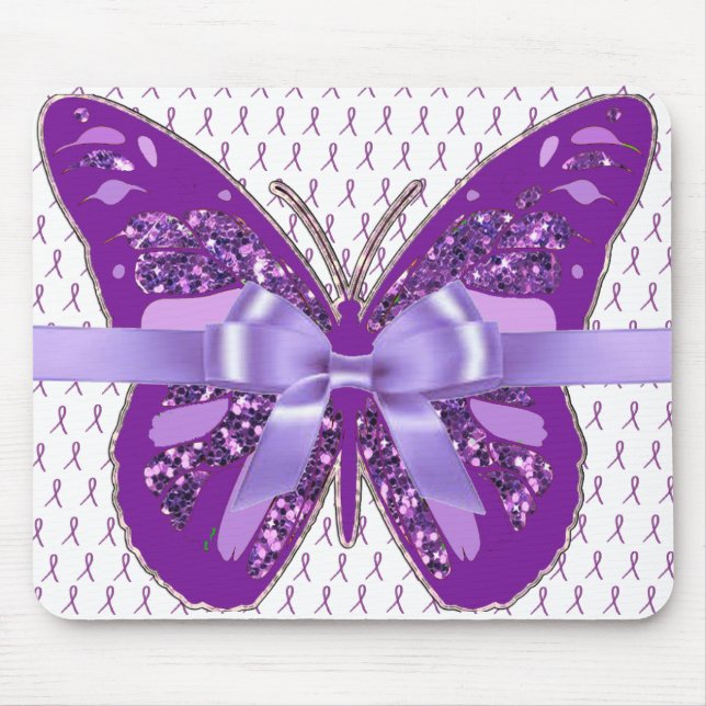 Fibromyalgia Purple Awareness Ribbon Mouse Pad (Front)