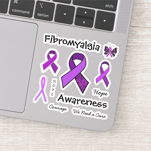 Fibromyalgia Purple Awareness Ribbons Sticker (Detail)
