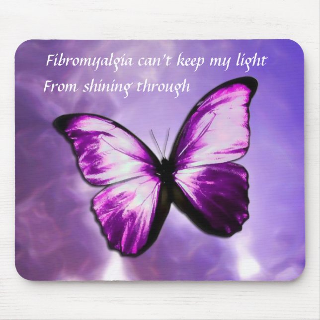 Fibromyalgia Purple Butterfly Mouse Pad (Front)