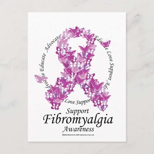 Fibromyalgia Ribbon of Butterflies Postcard (Front)