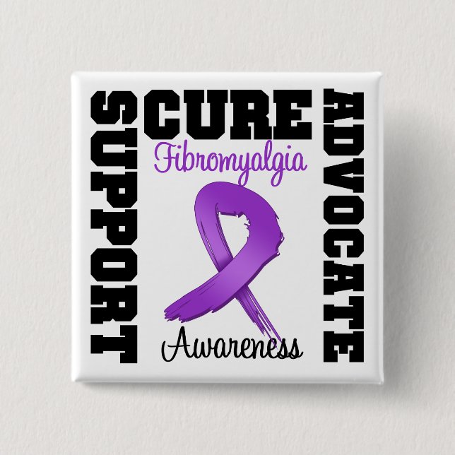 Fibromyalgia Support Advocate Cure Pinback Button (Front)