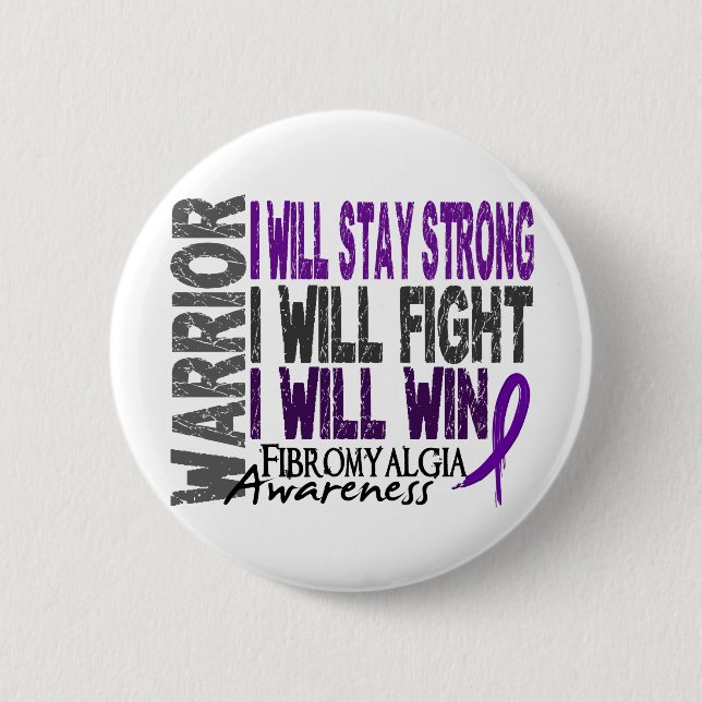 Fibromyalgia Warrior Pinback Button (Front)