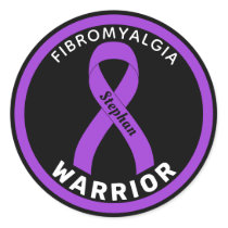 Fibromyalgia Warrior Ribbon Black Round Sticker