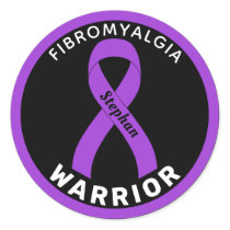 Fibromyalgia Warrior Ribbon Black Round Sticker