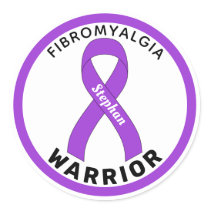 Fibromyalgia Warrior Ribbon White Round Sticker