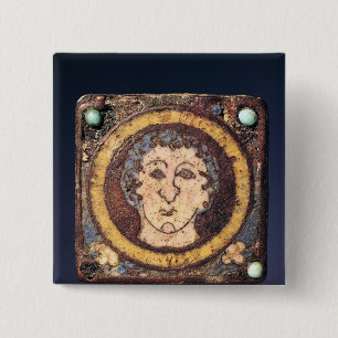 Fibula with the face of a young man button