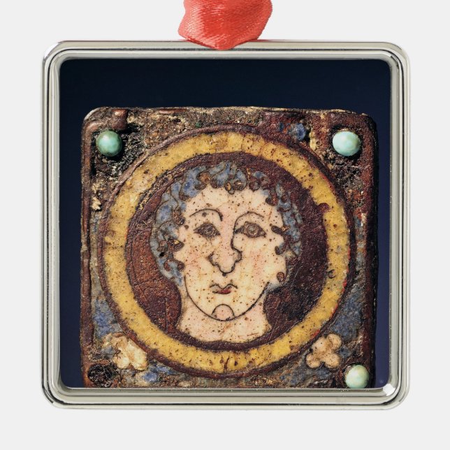 Fibula with the face of a young man metal ornament (Front)